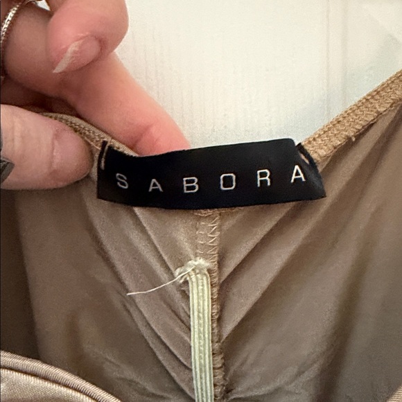 Sabora Tan Ruched Midi Dress - Picture 2 of 4